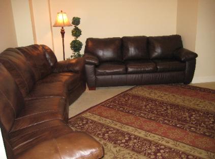 Private Media Room with Luxury Leather Sofas - OCEAN BLUE RESORT Myrtle Beach -Vacation Rentals - www.JeffsCondos.com - Myrtle Beach Beach Houses